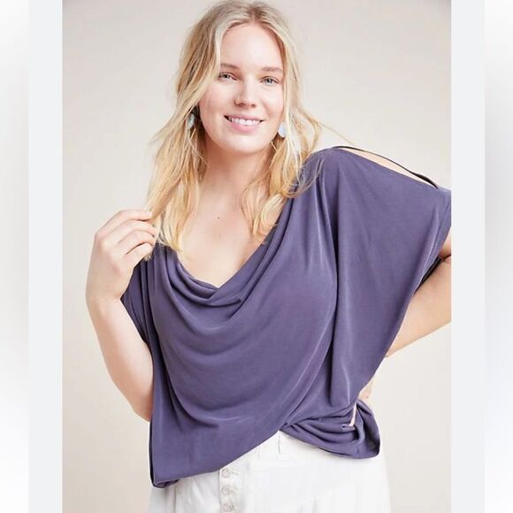 Anthropologie Purple Cold Shoulder Blouse size Small - Picture 1 of 8
